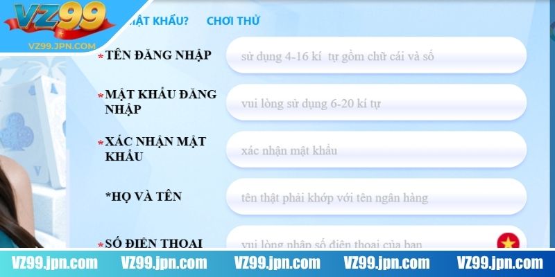Nút đăng ký hiển thị ở vị trí dễ thấy, bên phải