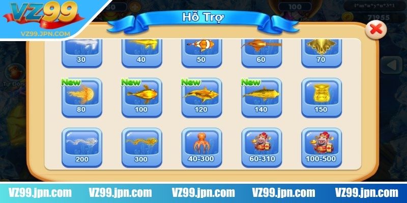 Các loại cá và phần thưởng